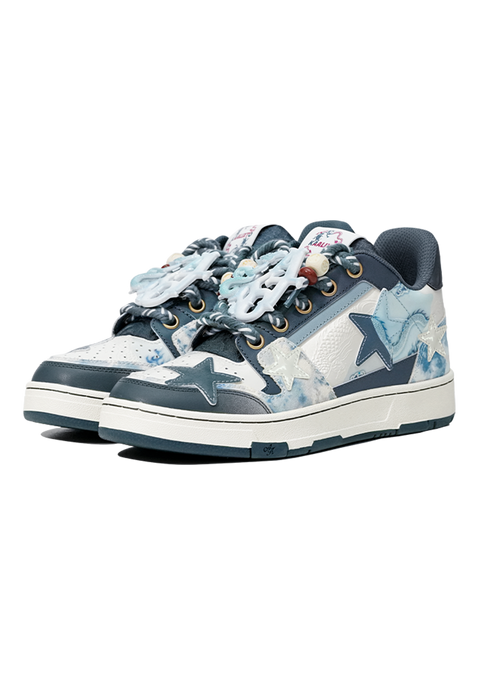 Retro Star Sneakers-Blue And White Porcelain - PSYLOS 1, Retro Star Sneakers-Blue And White Porcelain, Shoes, KAALIXTO, PSYLOS 1